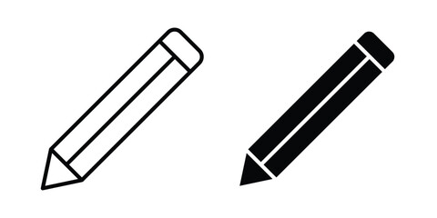 Fototapeta premium Pencil icon set vector symbol in black filled and stroke style