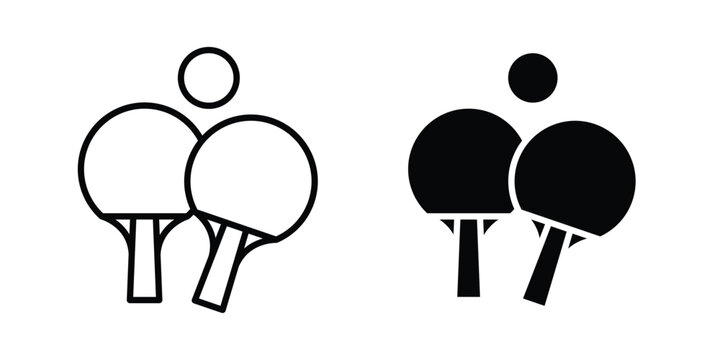 Ping pong icon set vector symbol in black filled and stroke style