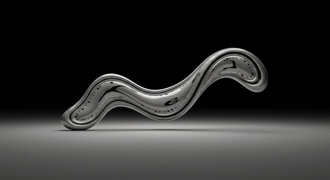 Abstract visualization of time melting or stretching in an empty void. Conceptual graphic representing temporal anomalies and chronological collapse, digital, surreal, collapse