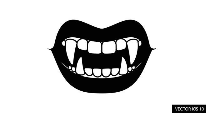 Halloween vampire mouth with sharp teeth vector illustration