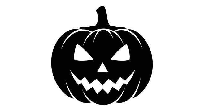 Halloween jack-o-lantern vector icon with spooky carved face and stem