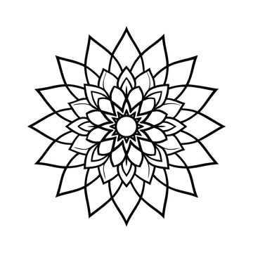 Sunburst mandala design with layered petal shapes.