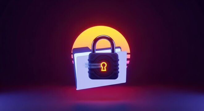 Secure folder with locked padlock protection.