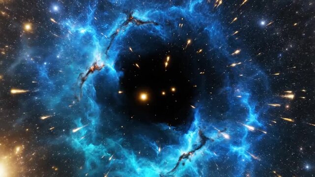 Vibrant blue cosmic nebula in space.