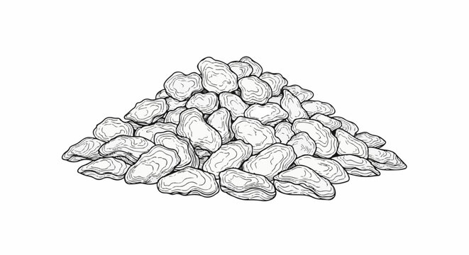 Black and white illustration of a pile of dried grapes