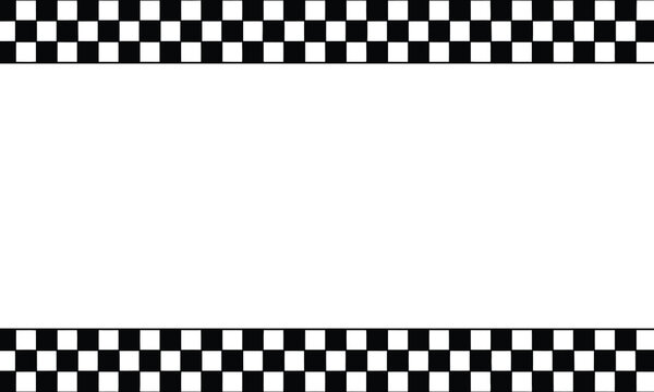 the racing checkered flag border pattern for motorsport finish line background vector design, bold black and white squares, dynamic speed themed graphic for banners posters and event visuals.