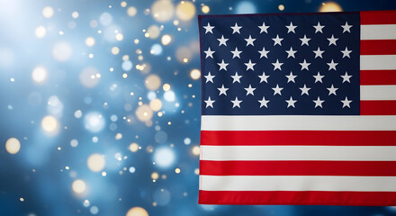 Fototapeta premium Celebrating independence day a stunning american flag display with sparkling lights and patriotic brilliance