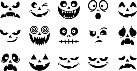 Halloween Monster and Pumpkin Face Silhouette Mega Set © MirzaAsmaul