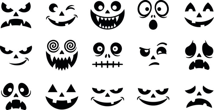 Halloween Monster and Pumpkin Face Silhouette Mega Set