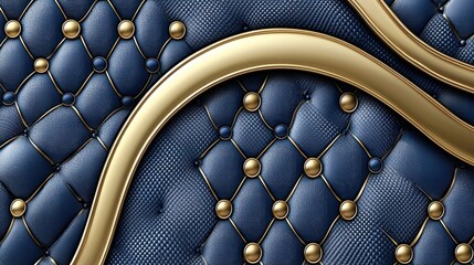 Fototapeta premium Navy, gold, cushioned fabric with button detail