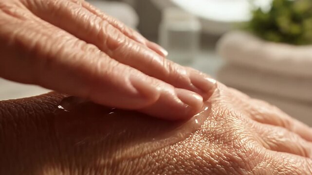 Aloe Vera Gel Application on Mature Skin for Hydration and Recovery