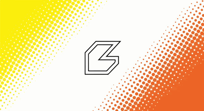 Abstract geometric shape with yellow and orange dot patterns