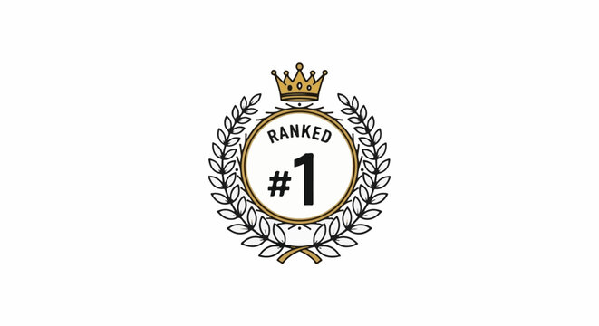 Award graphic with a crown, laurel wreath, and "Ranked 1" text