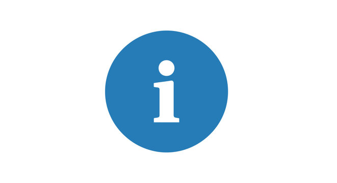 Information icon in a blue circle, symbolizing guidance, assistance and more