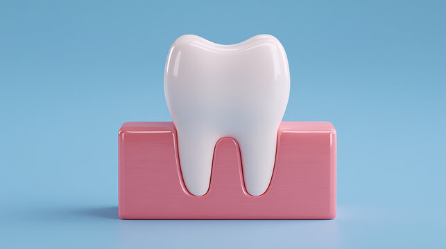 Front view dental illustration of single tooth embedded in gum
