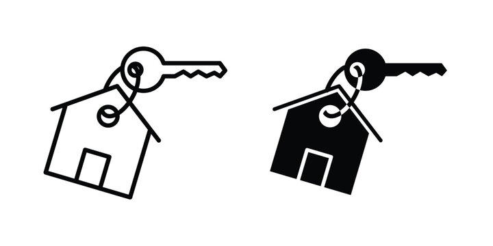 Selling or rent home icon set vector symbol in black filled and stroke style
