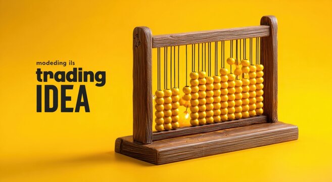 Vintage abacus with yellow beads displaying mathematical counting and calculation concept on bright yellow background