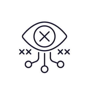 blind spot line icon with eye, computer vision and artificial intelligence