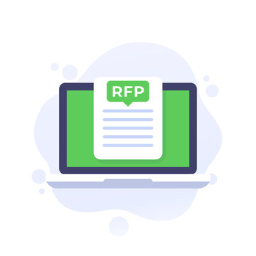 RFP vector icon with a laptop, flat design