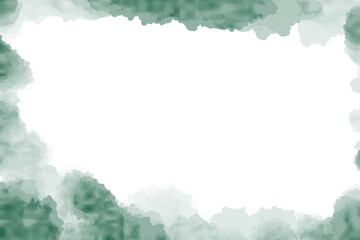 Obraz premium Dark Green Watercolor Frame Background for Elegant Nature Banner