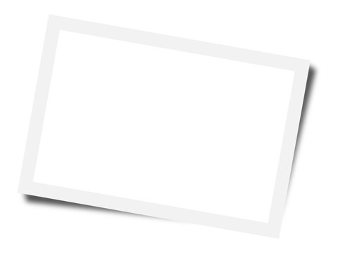 Retro Realistic Photo Frame. Horizontal Tilted Photo Frame Mockup Transparent PNG with Realistic Shadow