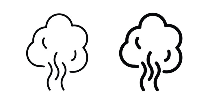 Smoke icon set vector symbol in black filled and stroke style