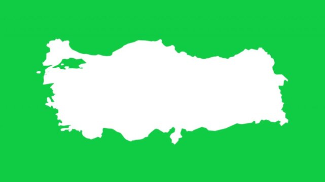 Turkey T&uuml;rkiye map pop animation with green background