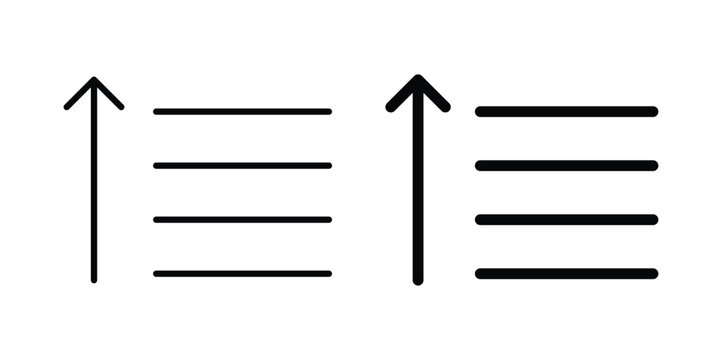 Sort amount up icon set vector symbol in black filled and stroke style