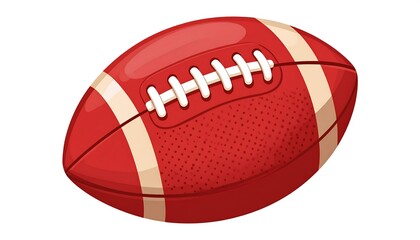Fototapeta premium A red and white, cartoon-style football isolated on a white background. The image has highlights and shadow