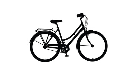 Fototapeta premium A black silhouette of a classic bicycle with a vintage frame silhouette