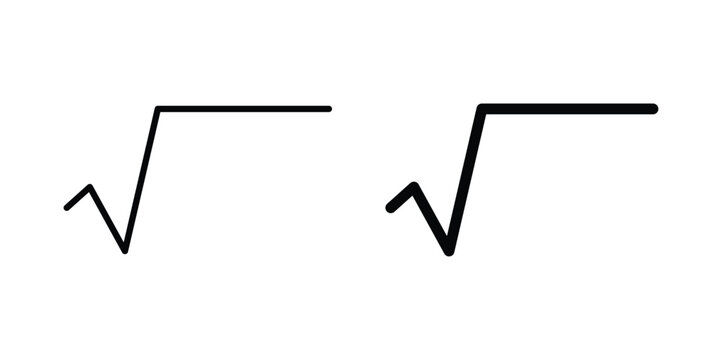 Square root icon set vector symbol in black filled and stroke style