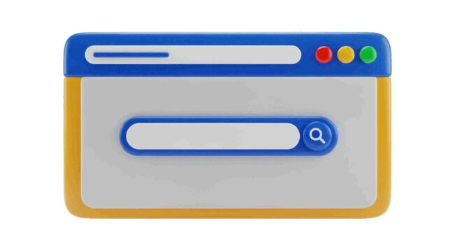 Vector illustration&nbsp;of 3d illustration of a web browser window with a search bar on a transparent background
