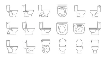 Collection of Toilet CAD Drawings in Various Views for Architectural Design and Plumbing © akila