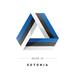 Made in Estonia new 3D triangle flag ribbon logo label banner
