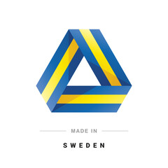 Made in Sweden new 3D triangle flag ribbon logo label banner