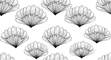 Seamless decorative feather fan vector pattern coloring page for fabric and wallpaper design © MdAmzad