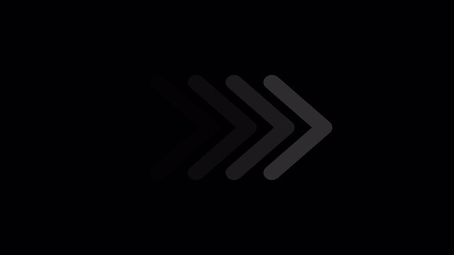  arrow moving forward animation on transparent background. left to Right directional arrow loop animation with alpha channel in 4k.