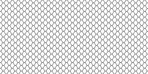 Fishing or soccer net. Repeated hexagon pattern. Black wired mesh texture isolated on white background. Metallic or fabric fence, cage or lattice structure. Vector graphic Illustration. © Haikal