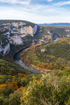 Viewpoint of the Ard&egrave;che Gorges near Vog&uuml;&eacute; village - France