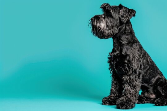 Black russian terrier dog mammal animal pet.