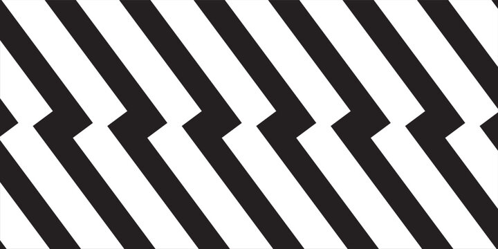 Black and white zigzag lines wallpaper. Thunderbolt background. Electric power, flash light, jagged stripes banner. Superhero, boom, speed or shock anime cartoon print. Vector graphic illustration.