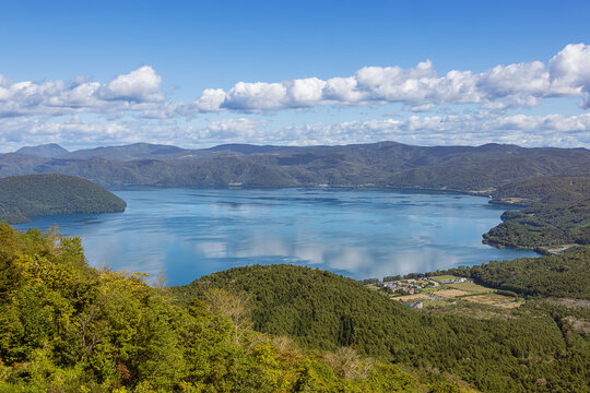 The caldera filled with Lake Toya, seen from the Usuzan Toyako observation deck