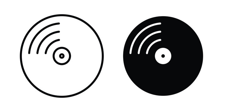 Vinyl icon set vector symbol in black filled and stroke style
