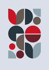 Fototapeta premium Abstract figures poster for interior design red-grey