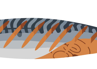 Vibrant orange and gray striped fish illustration. © FOOD
