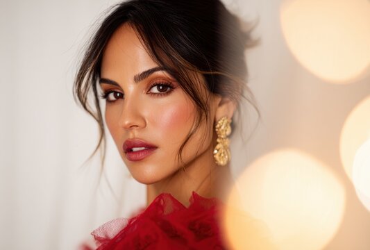 Eiza gonzalez as an angel in a captivating portrait featuring elegant attire and divine aesthetic