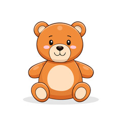 Fototapeta premium Adorable cartoon brown teddy bear sitting and smiling with soft features