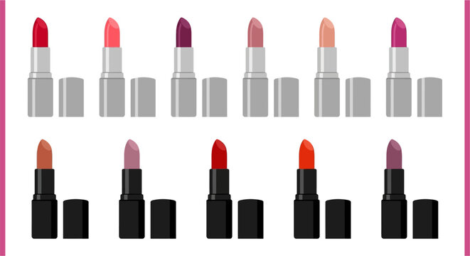 Collection of vibrant lipstick tubes in various shades and finishes