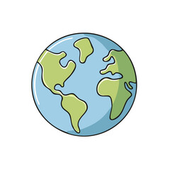 Obraz premium Cartoon Earth globe showing continents and oceans with a simple illustrative style