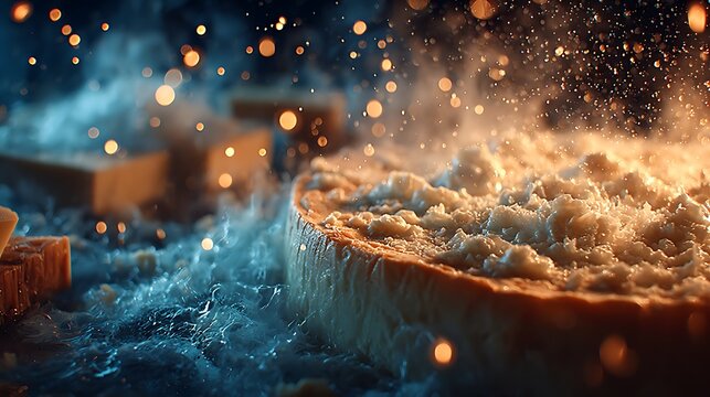 Industrial cheese production with steel press machine illustrator